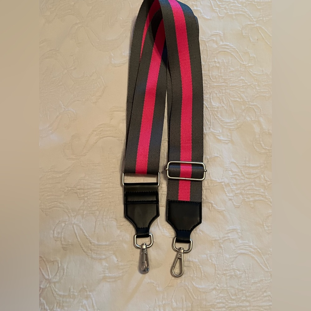 Striped Pink and Gray Adjustable Crossbody Strap